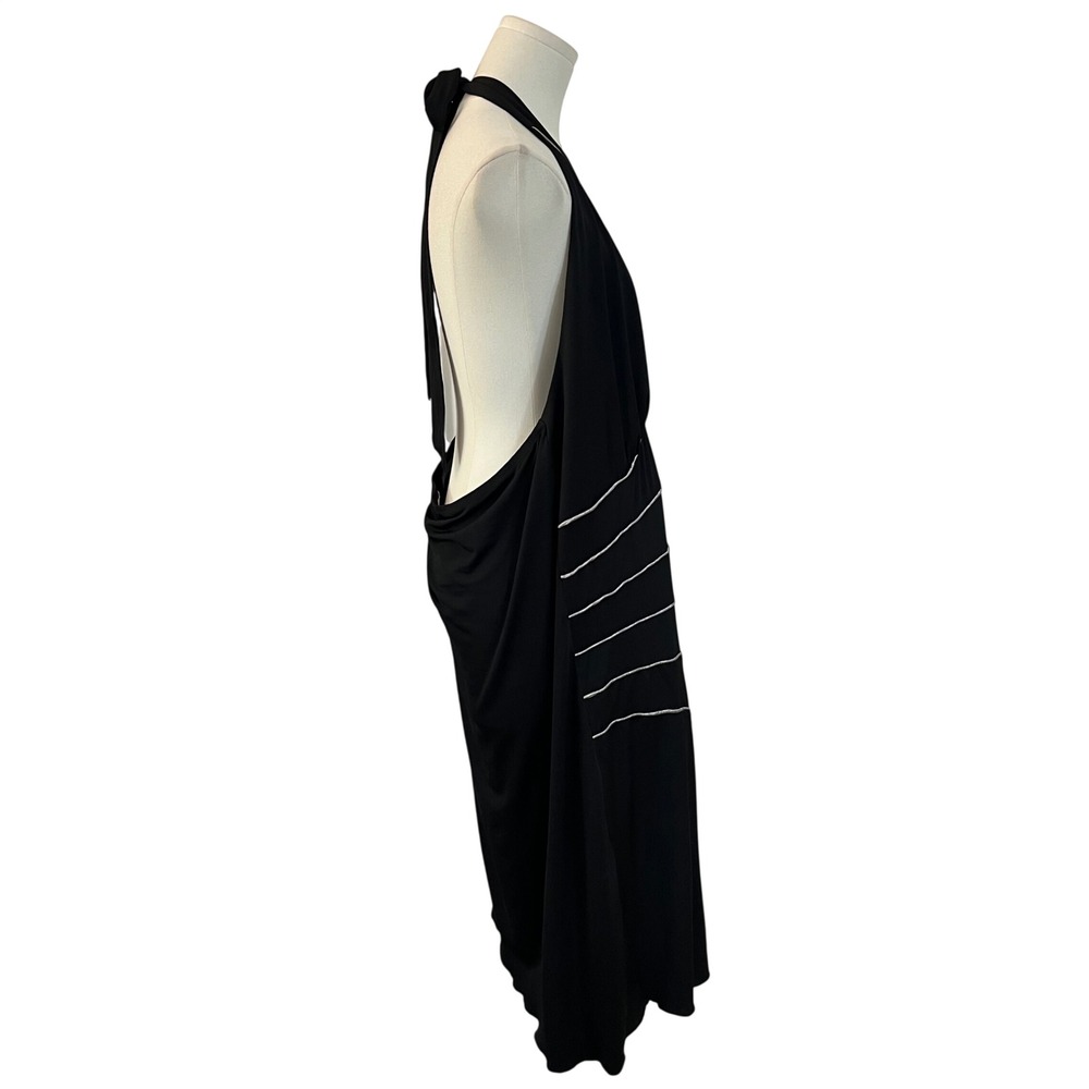 Baby Phat Black Halter Open Back Midi Dress Rhinestone Cat Y2K Plus Size 2X - Picture 6 of 9